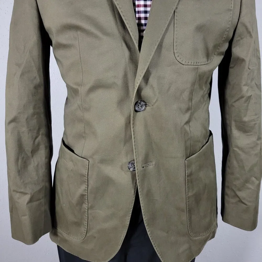 Joseph Abboud Men's Sport‎ Coat Blazer Two Button Solid Green Cotton Size MEDIUM
